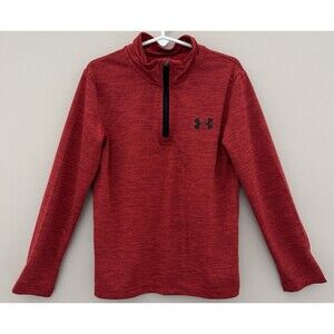 Under Armour Boys 6 Red Quarter Zip with Logo